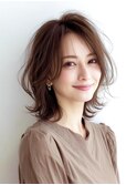 40代50代60代/脱白髪染め白髪ぼかしハイライト/外ハネレイヤー