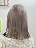 ダブルカラーミルクティーベージュカラーケアブリーチ韓国ボブ