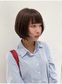 ニュアンスチョコレートベージュ　顔まわりレイヤーショート