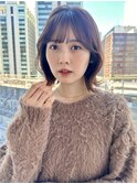 くびれボブシースルーバングマロンベージュKA-60