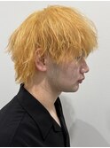 メンズマッシュウルフ抜きっぱなしブリーチカラーブリーチ