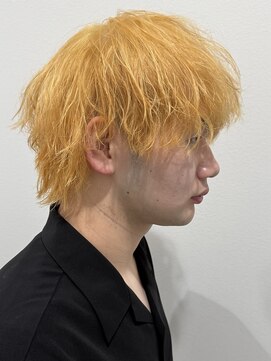 ヒュイル バイ ニアウ(Hwyl by Niau) メンズマッシュウルフ抜きっぱなしブリーチカラーブリーチ