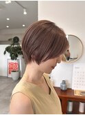 大人ショート×ピンクブラウン