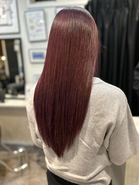 サロン ハナノ(Salon Hanano) ストレートロングレイヤー20代30代ワインレッドボルドーカラー