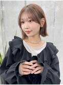 小顔外ハネボブダークアッシュ大人ガーリー似合わせカット