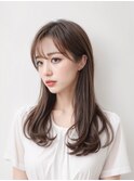 大人女性◆艶レイヤー前髪ピンクベージュ 髪質改善 縮毛矯正