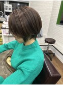 ショートボブ似合わせカット_イメチェンレッドブラウン_417