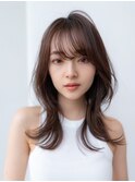 韓国くびれレイヤー似合わせカットナチュラルカラー前髪