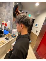 メンズ無造作フェード束感ツイストスパイラルショートストリート