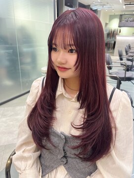 リリー(Lilley) (lilley内堀)ワインレッド×レイヤー×レイヤーカット