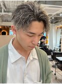 かき上げ縦落ちツイスパホワイトハイライト