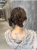 ヘアセット 結婚式ヘア お呼ばれヘア ツインヘア ツインお団子