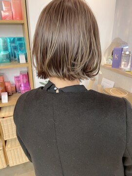 ブリーチなし/髪質改善/大人ガーリー/グレーブラウン/ボブ/仙台