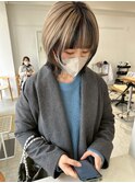 くびれ小顔レイヤーカットボブ×アンブレラカラーブロンド