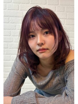 レイナ レイ REINA REY 顔周りウルフカット×極細インナーカラー☆カシスロゼミディ
