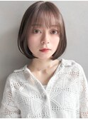 愛されサイドバングミルクブラウンこなれヘア夏結べるボブF
