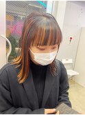 インナーカラー ダークブラウン×オレンジ