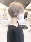 丸みショートボブ/ショート/ハンサムショート/ハイライト