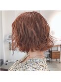 *オレンジベージュ×ウェーブボブ*