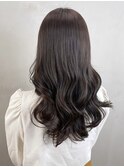 ダークブラウン_斜めバンググレージュカラーシルキー_ba447631