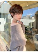 前髪あり耳掛け丸みくびれショートボブ20代30代40代50代(蘭)