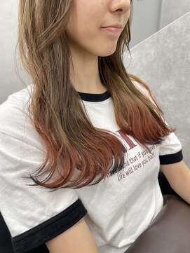 ファイブバイジエクト 堀江(FIVE by The Ect) 狐カラー 裾カラー 裾オレンジ ミルクティーベージュ