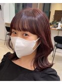◎美髪カールシアーカラーピンクブラウンエアリーロングセミディ