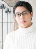 定番人気！アッシュブラック七三オールバックショートf戸田公園