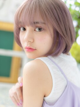 カバーヘア ブリス 戸田公園西口店(COVER HAIR bliss) ★透明感カラーラベンダーミルクティー小顔丸みボブ10代20代★1