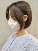 横浜西口オージュア大人丸みショートボブ透明感カラー