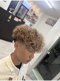 メンズパーマスペインカールホワイトメッシュ