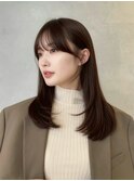 顔周りレイヤーカットくびれヘアミルクティーベージュカラー韓国