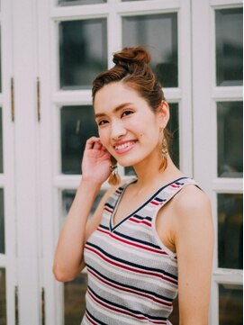 ヘアアンドメイク 心座(hair&make) おだんご編み込みスタイル