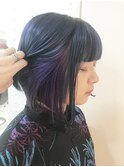 GLOW by face池袋【eriko】インナーカラー ネイビー×パープル