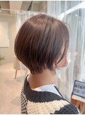 ハンサムショート/外ハネボブ/ペールベージュ/セクションカラー