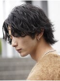 波巻きスパイラルパーマメンズマッシュウルフカットメンズパーマ