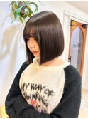 大宮韓国タッセルボブヘイリー切りっぱなし前下がりボブ20代30代