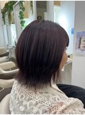 大人ショートボブグレイカラー白髪染め白髪ぼかしハイライト40代
