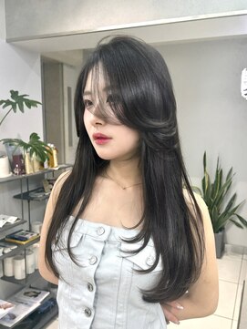 ヴェイン 渋谷(vain) ダークアッシュ×かきあげレイヤースタイル