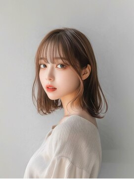 クシュ 所沢東口店(kusyu...) くびれヘア韓国風巻きアプリコットオレンジ夏ハイライトカラー