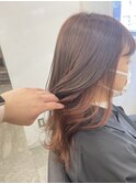 ウルフミディアムロングインナーチョコレートブラウンレッド