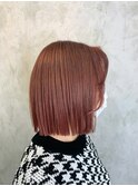 ■切りっぱなしボブ　ピンクベージュ　