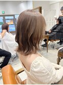 魅力倍増カールセミディシアーカラーダークアッシュショートヘア
