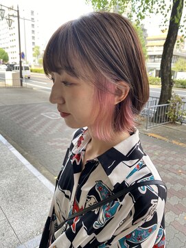 ミニム ヘアー(minim hair) 【minim×日比】インナーピンク/レイヤーボブ/こなれミディ