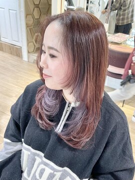 テトラ バイ ネオリーブ 横浜西口店(tetra by neolive) ピンクカラー　ラベンダーインナーデザインカラーレイヤー横浜★