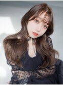 ロング暗めカラー韓国ヘア顔周りレイヤー_F0934