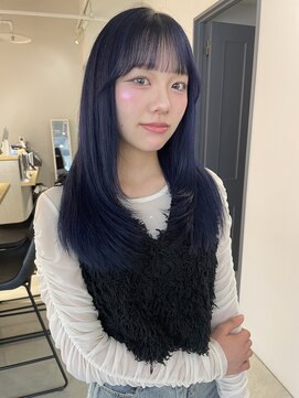 スティル ヘアアンドアイラッシュ(STILL hair&eyelash) 【野呂】ブリーチあり！色落ちまで可愛いネイビーカラー