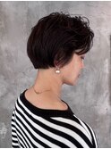 ミニボブパーマ／ショートボブ／ナチュラル／ブラウン