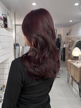 ブリーチなしダブルカラー　ワインレッド