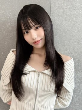 レイヤーカット髪質改善前髪カット黒髪ハイレイヤー小顔縮毛矯正